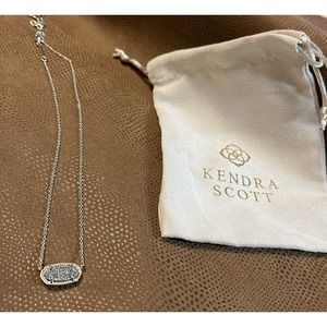 Kendra Scott Elisa Iridescent Drusy Pendant Necklace Silver